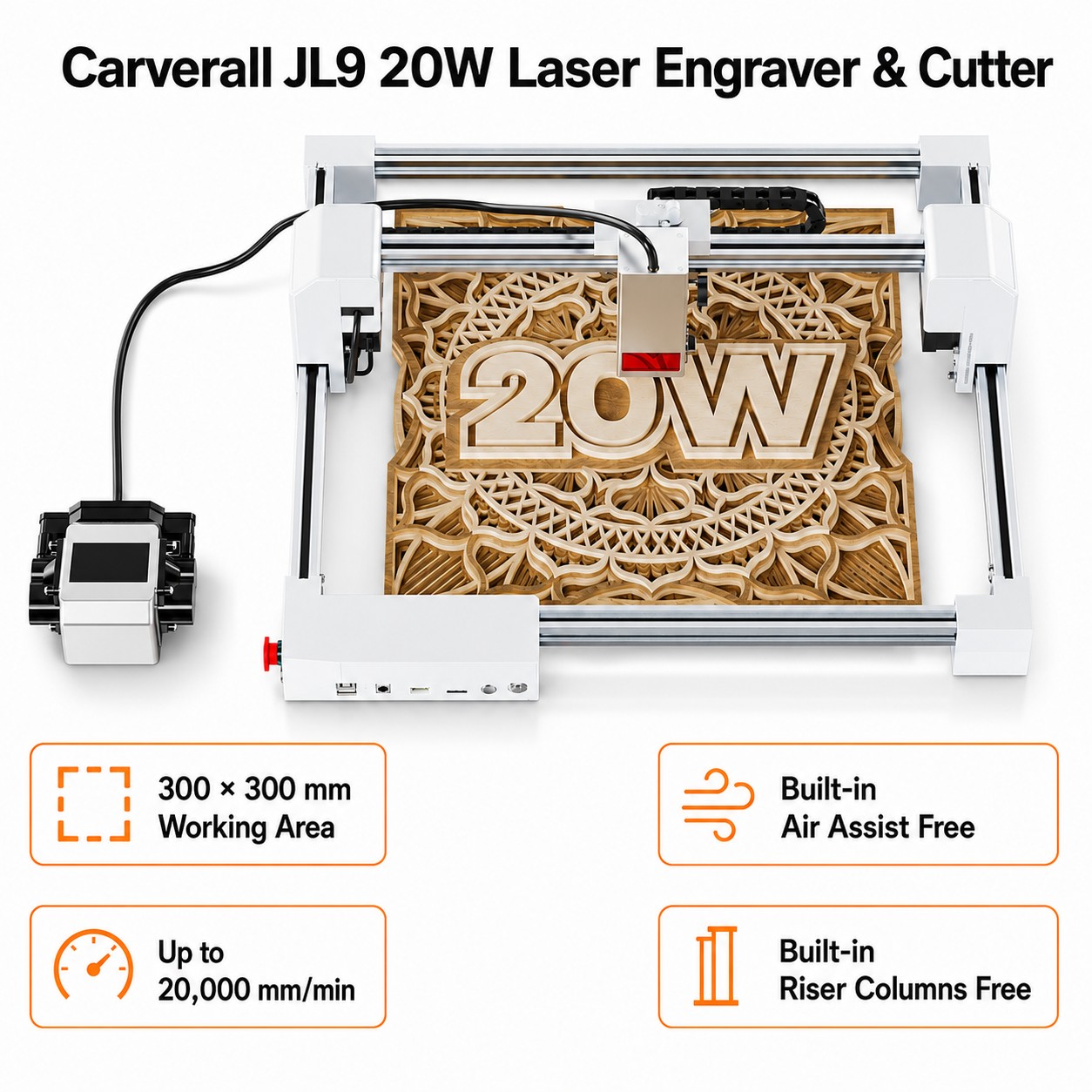 Woodworking Veneer Cutter - Carverall JL9 20W Laser Engraver Cutter,