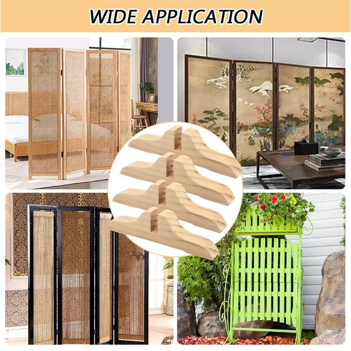 Woodworking Manufacturing - PHONE&GEAR 4pcs Wooden Room Divider Stand
