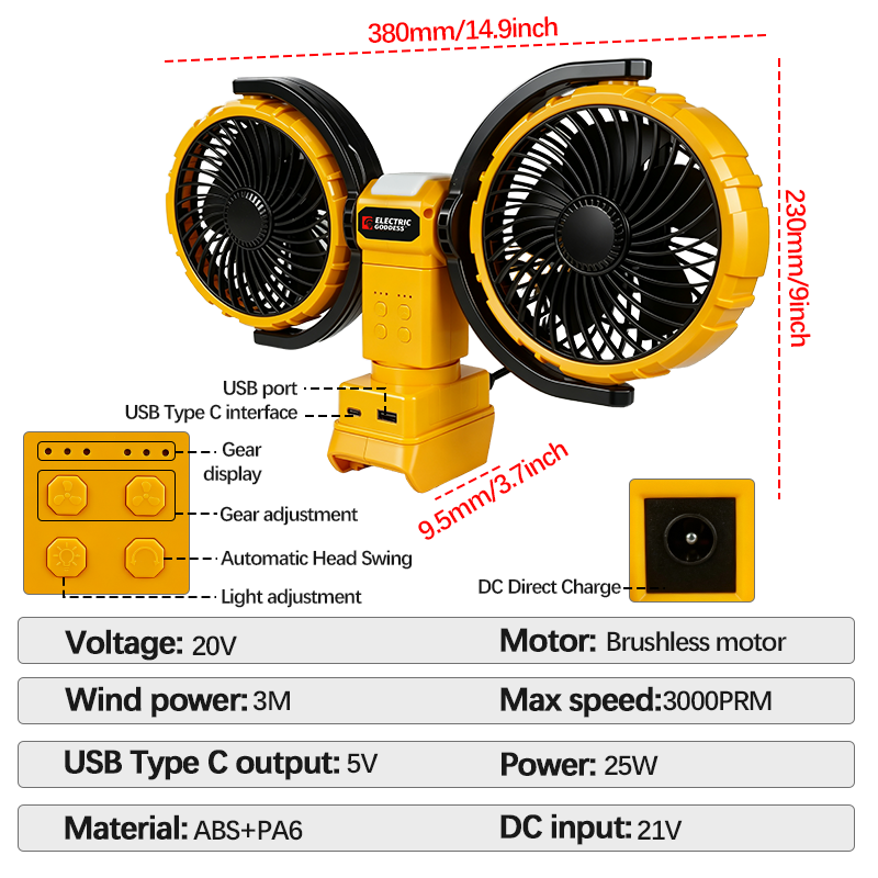 3000RPM Portable Dual Head Fan - Woodworking Class ulasan dan harga