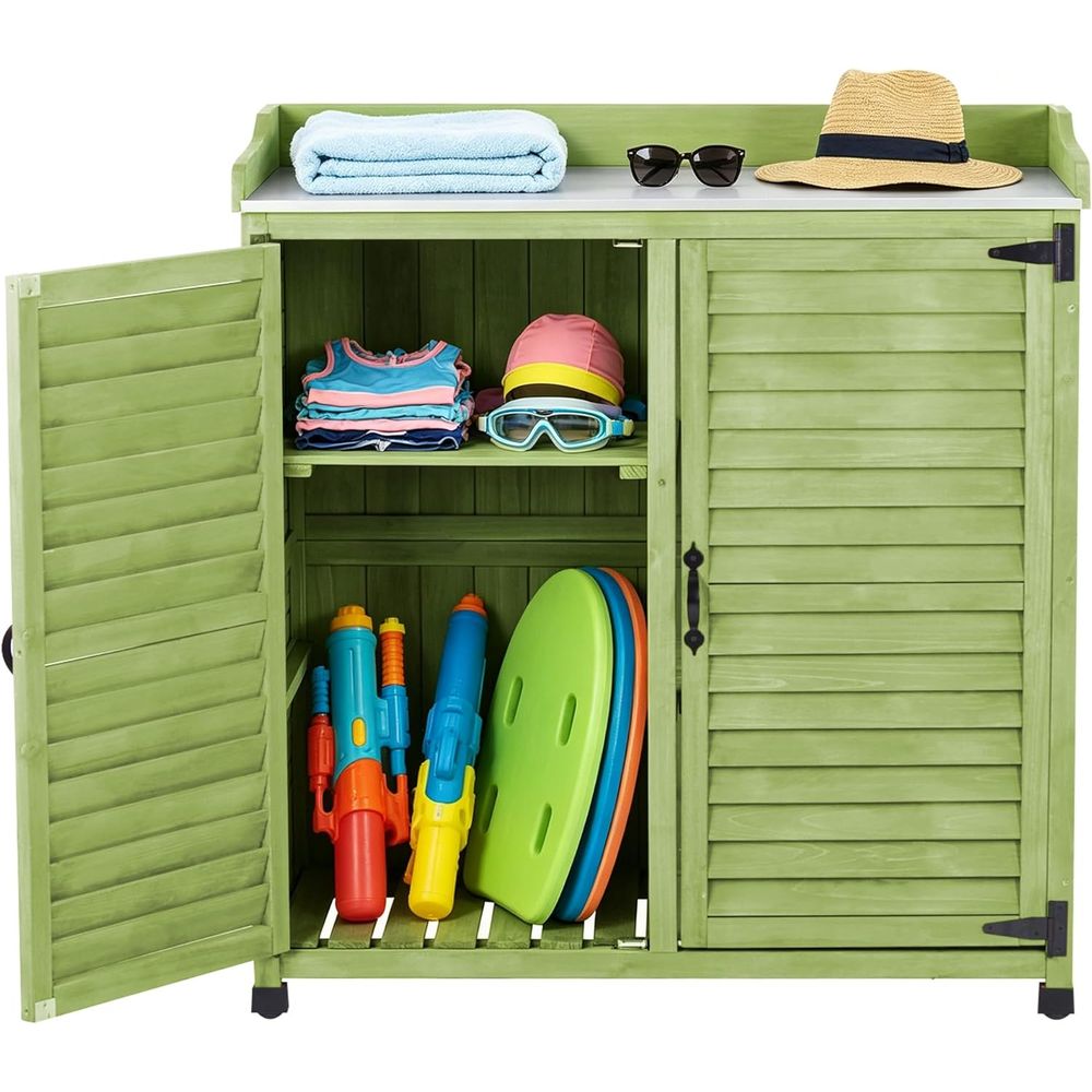 Outdoor Potting Bench with Met - Woodworking Workbench ulasan dan harga