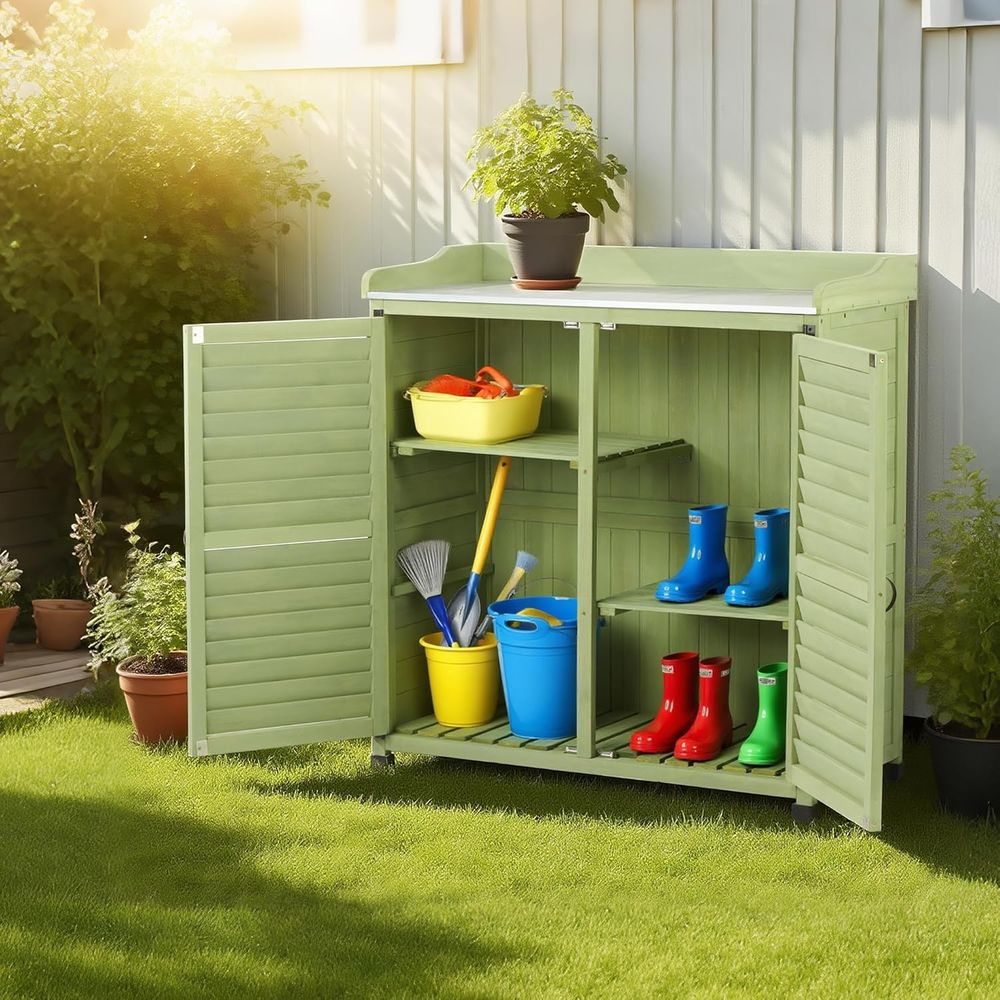 Outdoor Potting Bench with Met - Woodworking Workbench ulasan dan harga