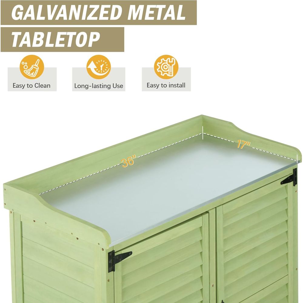 Outdoor Potting Bench with Met - Woodworking Workbench ulasan dan harga