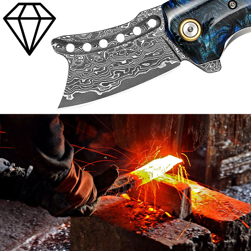 Handmade Damascus Steel Pocket - Woodworking Resin ulasan dan harga