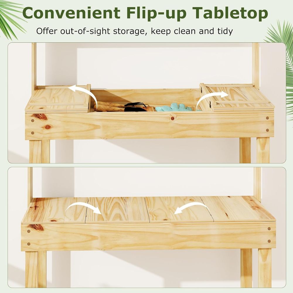 Potting Bench Table, 60” Wood  - Woodworking Workbench ulasan dan harga