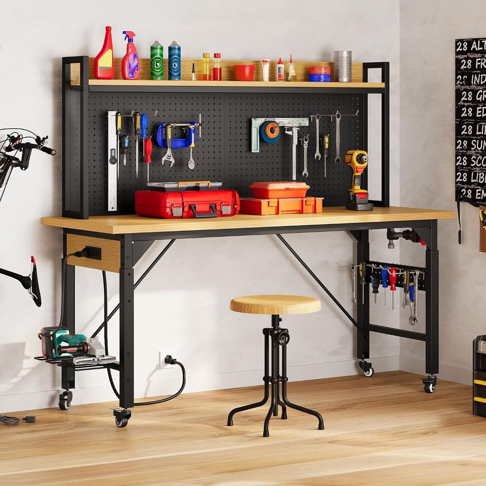 60in Heavy Duty Workbench with - Woodworking Workbench ulasan dan harga